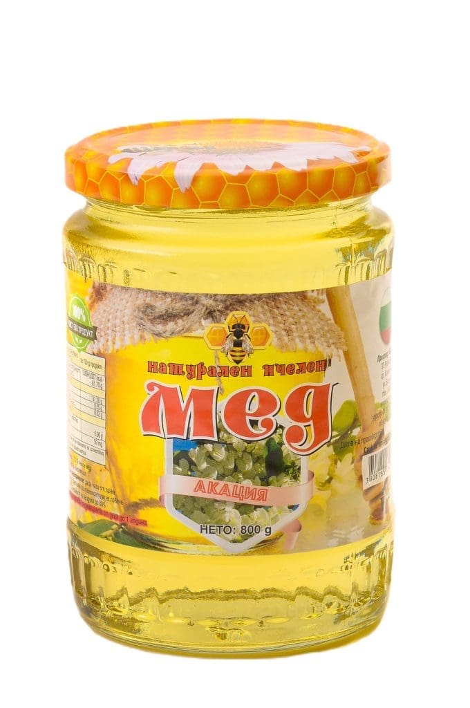 Мед акация стъклен буркан